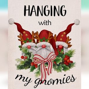 NWT FURIAZ Christmas Garden Flag Hanging with My Gnomes Xmas Deer Home 12 x 18